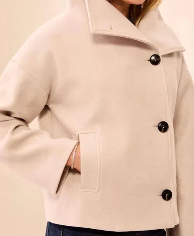 Tribal Women's Funnel Neck Jacket In Antique White In Nude