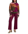 Tribal Women's Fuzzy Intarsia Crew Neck Sweater In Multi