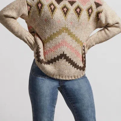 Tribal Women's High Neck Sweater In Oatmeal In Brown