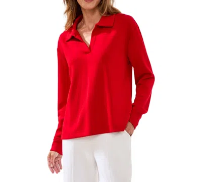 Tribal Women's Johnny Collar Top In Red