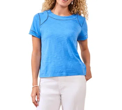 Tribal Women's Lace Detail Short-sleeve Top In Blue