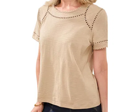 Tribal Women's Lace Detail Short-sleeve Top In Sand