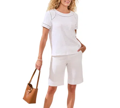 Tribal Women's Lace Detail Short-sleeve Top In White