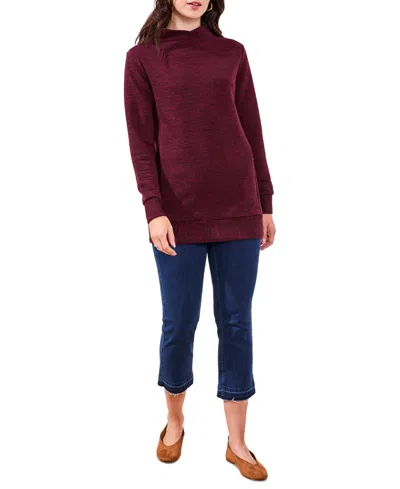 Tribal Women's Long Sleeve V Neck Top In Burgundy