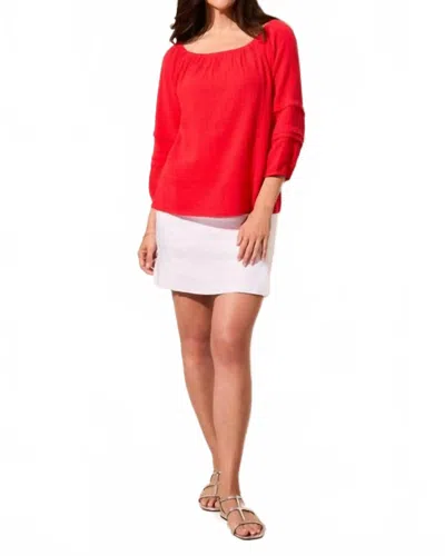 Tribal Women's On And Off Shoulder Blouse In Bayberry In Red