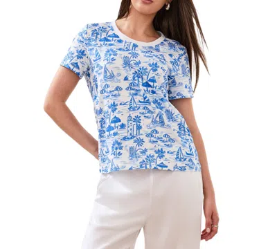 Tribal Women's Printed Crew Neck Top In Blue