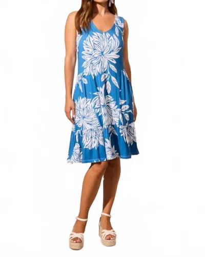Tribal Women's Printed Sleeveless Dress In Sea In Blue