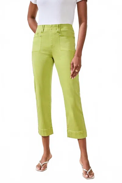 Tribal Women's Pull-on Kick Flare Capri Pants In Mint Leaf In Yellow
