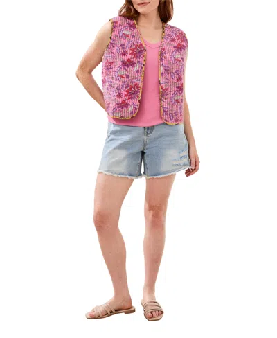 Tribal Reversible Combo Print Vest In Rosesilk In Pink