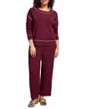 Tribal Women's Saddle Stitch Crew Neck Sweater In Burgundy