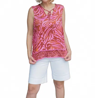 Tribal Women's Sleeveless Combo Blouse In Orchid Sky In Pink