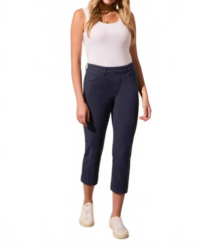 Tribal Stretch Cotton Pull-on Straight Leg Capris In Jet Blue