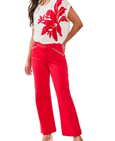 Tribal Women's Stretch Denim Kick Flare Jeans In Red