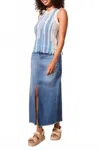 Tribal Fringed Hem Sweater In Sailboat Multi In Blue