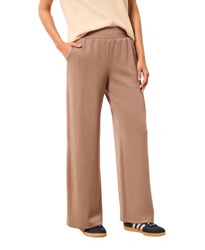 Tribal Women's Techno Lux Pull-on Wide-leg High-rise Ankle Pants In Brown