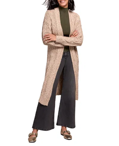 Tribal Women's Textured Multicolor Long Cardigan Sweater In Brown