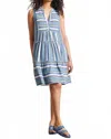 Tribal Sleeveless Tiered Dress In Blue Sea In Blue