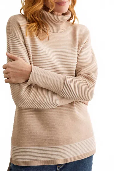 Tribal Women's T-neck Sweater In Cashmere In Beige