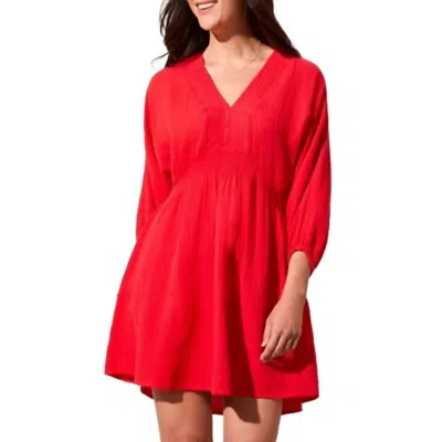 Tribal Women's  Puff 3/4 Sleeve Mini Dress In Bayberry In Red