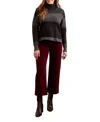 Tribal Women's Two Tone Turtleneck High Low Sweater In Black