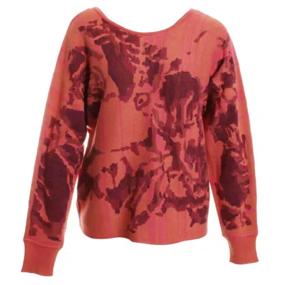 Tribal Women's Wear 2 Ways Jacquard Sweater In Coral Blaze In Burgundy