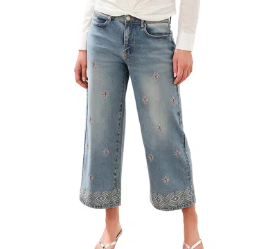 Tribal Women's Wide-leg Denim Pant In Blue