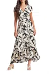 Tribal Short Sleeve Wrap Up Print Maxi Dress In Wailea In Multi
