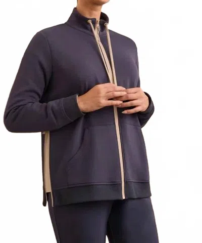 Tribal Zip Up Mock Neck Sweatshirt In Blue