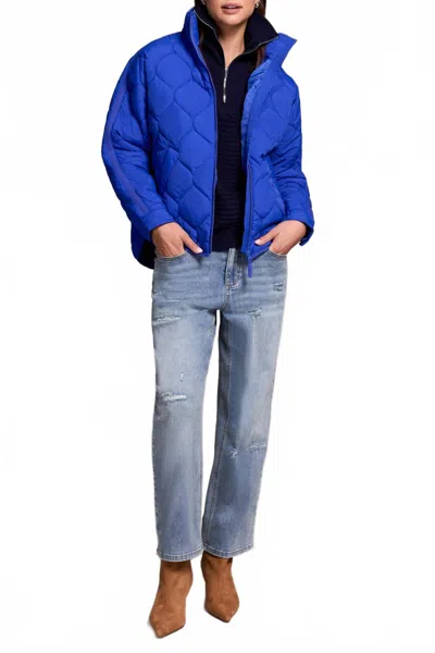 Tribal Zipped Front Quilted Jacket In Lapis Blue In Multi