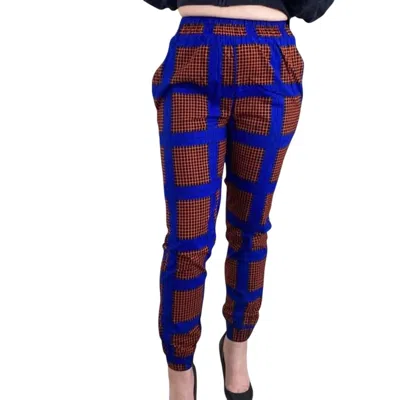 Tribalbyn Women's Elastic Waist Pants In Blue And Yellow In Multi