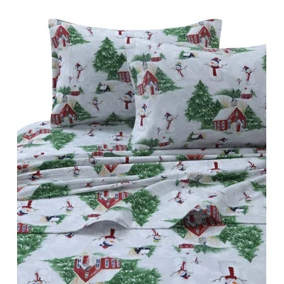 Tribeca Living 170-gsm Printed Flannel Extra Deep Pocket 100% Cotton Sheet Set In Blue;green;red