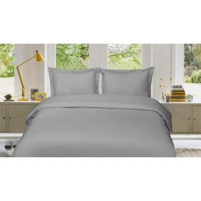 Tribeca Living 3 Piece Reversible Duvet Cover Set In Silver Grey