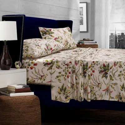 Tribeca Living 300 Thread Count Floral 100% Cotton Percale Sheet Set