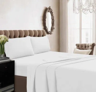 Tribeca Living 350 Thread Count Cotton Percale Extra Deep Pocket Sheet Set In Silver