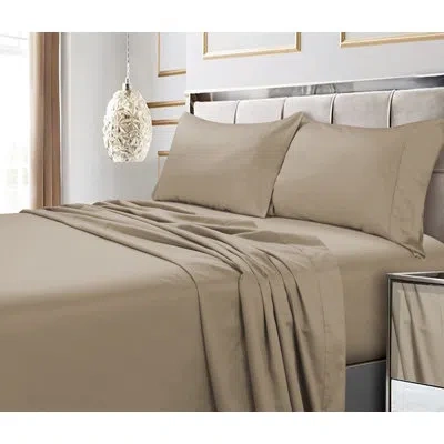 Tribeca Living 600 Thread Count 100% Cotton Sateen Sheet Set In Clay