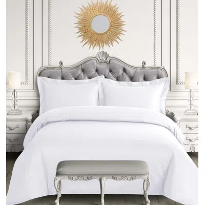 Tribeca Living 600 Thread Count Duvet Egyptian-quality Cotton 3 Piece Reversible Duvet Cover Set In White