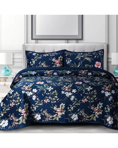 Tribeca Living Calla Velvet Oversized Quilt Set In Multicolor
