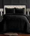 Tribeca Living Capri Medallion Velvet Oversized Solid 2 Piece Quilt Set, Twin In Black
