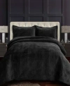 Tribeca Living Capri Medallion Velvet Oversized Solid 3 Piece Quilt Set, King In Medium Gray
