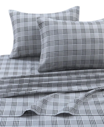 Tribeca Living Cotton Flannel 4-pc Extra Deep Pocket Sheet Set, Full In Gray Plaid