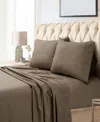 Tribeca Living Egyptian Cotton Sateen 800 Thread Count Extra Deep Pocket Queen Sheet Set In Brown
