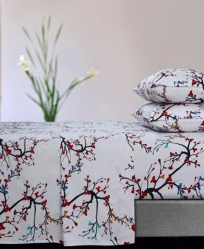 Tribeca Living Emilia Tree 170 Gsm Flannel Extra Deep Pocket Sheet Set Bedding In Multicolor
