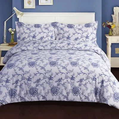 Tribeca Living Floral Duvet Cover Set In White;purple