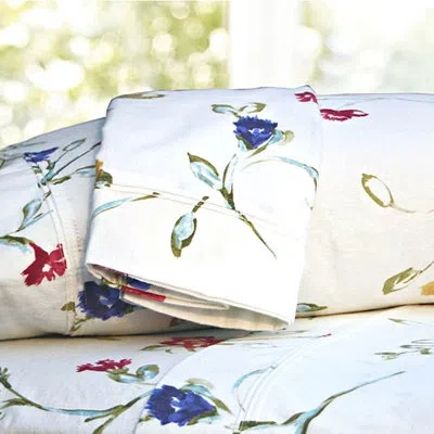 Tribeca Living Floral Floral 100% Cotton Flannel Sheet Set In Green;red;purple