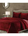 Tribeca Living Florence Velvet Oversized Quilt Set In Burgundy