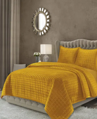 Tribeca Living Florence Velvet Solid Oversized Quilt Set, Twin In Multi