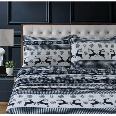 Tribeca Living Heavyweight Extra Deep Pocket 100% Cotton Sheet Set In Blue;white