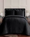 Tribeca Living Lugano Honeycomb Velvet Oversized Solid 2 Piece Quilt Set, Twin In Black