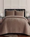 Tribeca Living Lugano Honeycomb Velvet Oversized Solid 3 Piece Quilt Set, King In Brown