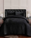 Tribeca Living Lugano Honeycomb Velvet Oversized Solid 3 Piece Quilt Set, King In Medium Gray